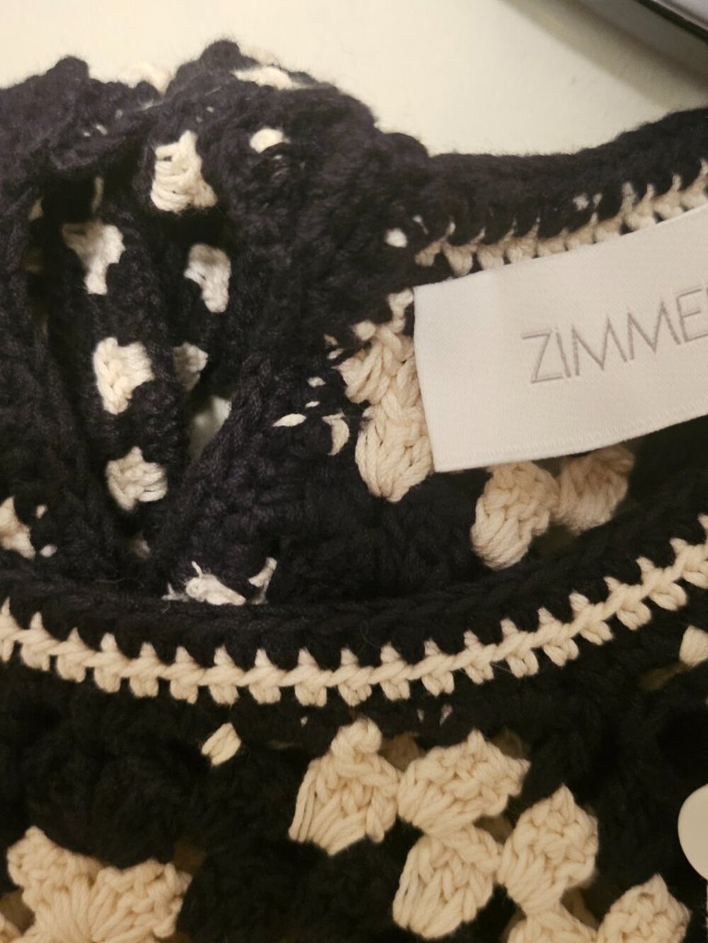 Zimmermann Black and White Crochet Sleeveless Crop Woman Top - Picture 2 of 7